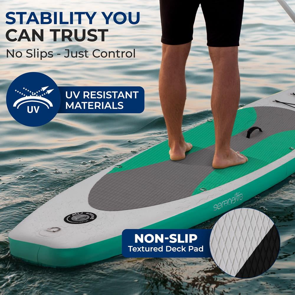Free-Flow Welded Inflatable Stand-Up Paddle-Board with Double-Action Hand Pump, 3-Shaft Aluminum Paddle