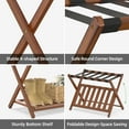 thumbnail image 4 of BAMBOOHOMIE Bamboo Luggage Rack, Folding Suitcase Stand with Storage Shelf for Guest Room, Wide Luggage Stand Foldable for Bedroom Hotel, Brown, 4 of 9