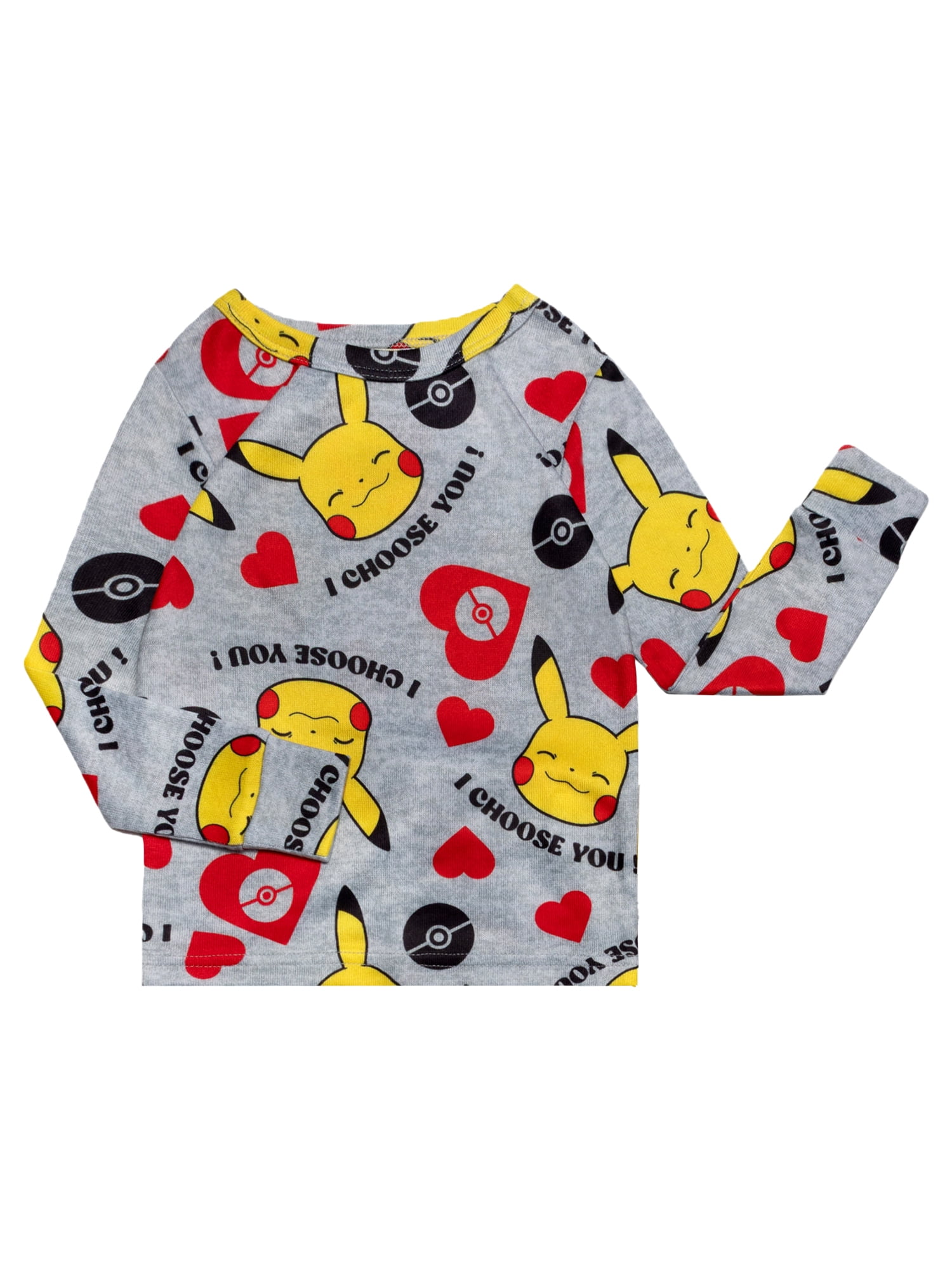 Pokemon Valentine's 2-Piece Long Sleeve Top and Pant Snug Fit Pajama Set, Sizes 4-10