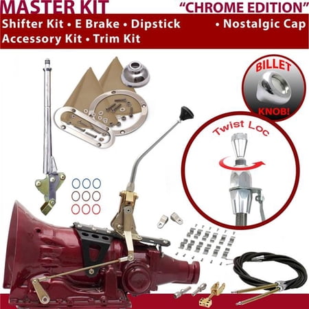American Shifter C4 Shifter Kit Chrome 10 in. E Brake Cable Clamp Clevis Trim Kit Dipstick for EEA93