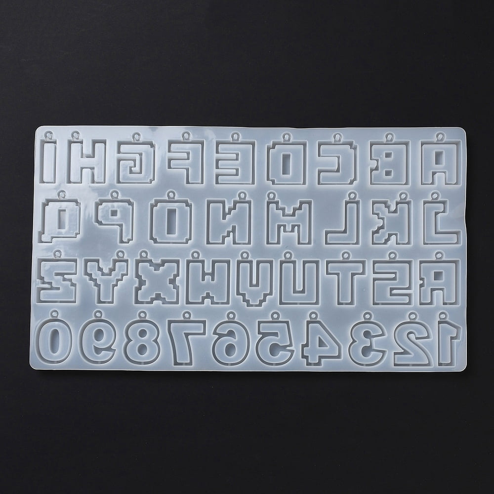3pcs Letter & Number Silicone Molds Quicksand Molds Shaker Molds Resin Casting Molds White 196x342x9mm Hole: 3mm Inner Diameter: 43~44x13~35mm