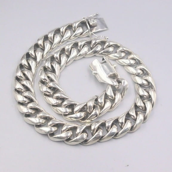 K-KED Solid 925 Sterling Silver Chain Men 20mm Cuban Curb Link Necklace 600g/ 24inch