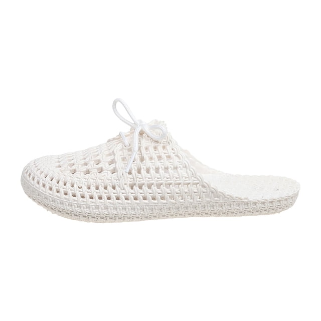 Women Breathable Slip on Clogs Perforated Closed Toe Beach Sandals Outdoor Walking PVC Upper Rubber Sole Round Toe 2cm Flat Heel All Season Daily Wear