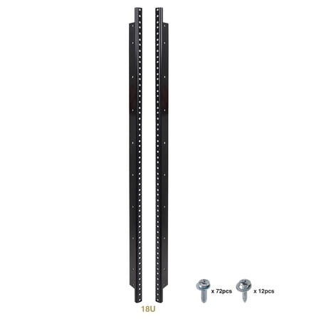 Sound Town 2-pack 18U Steel Rack Rails, with Black Powder Coated Finish and Screws (ST-RR-18U)