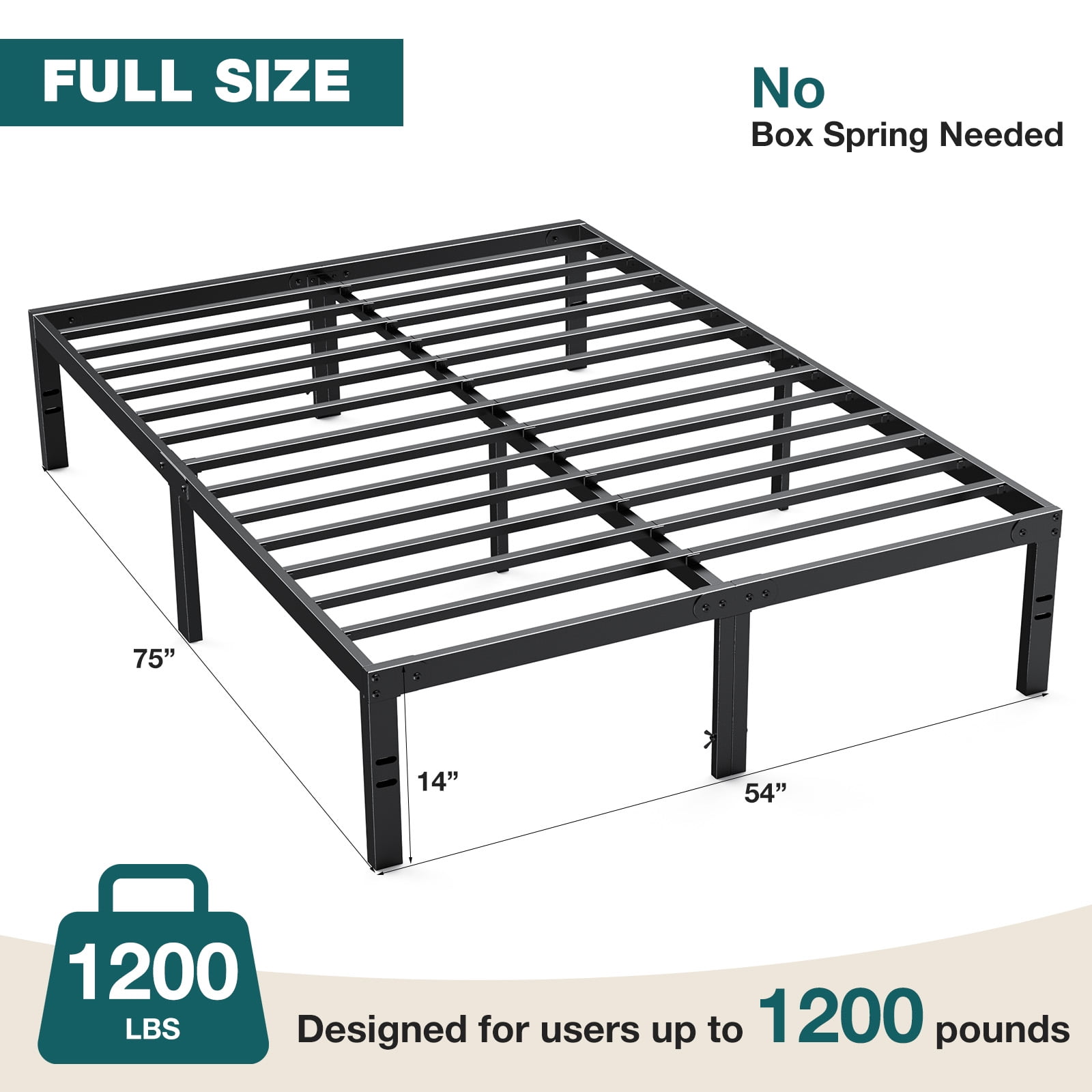 ZUNMOS Queen Bed Frame, Heavy Duty Metal Platform with