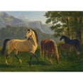 thumbnail image 2 of Johann Jakob Biedermann 24x19 Gold Ornate Framed and Double Matted Museum Art Print Titled - Horses in Front of Horses in Landscape, 2 of 4
