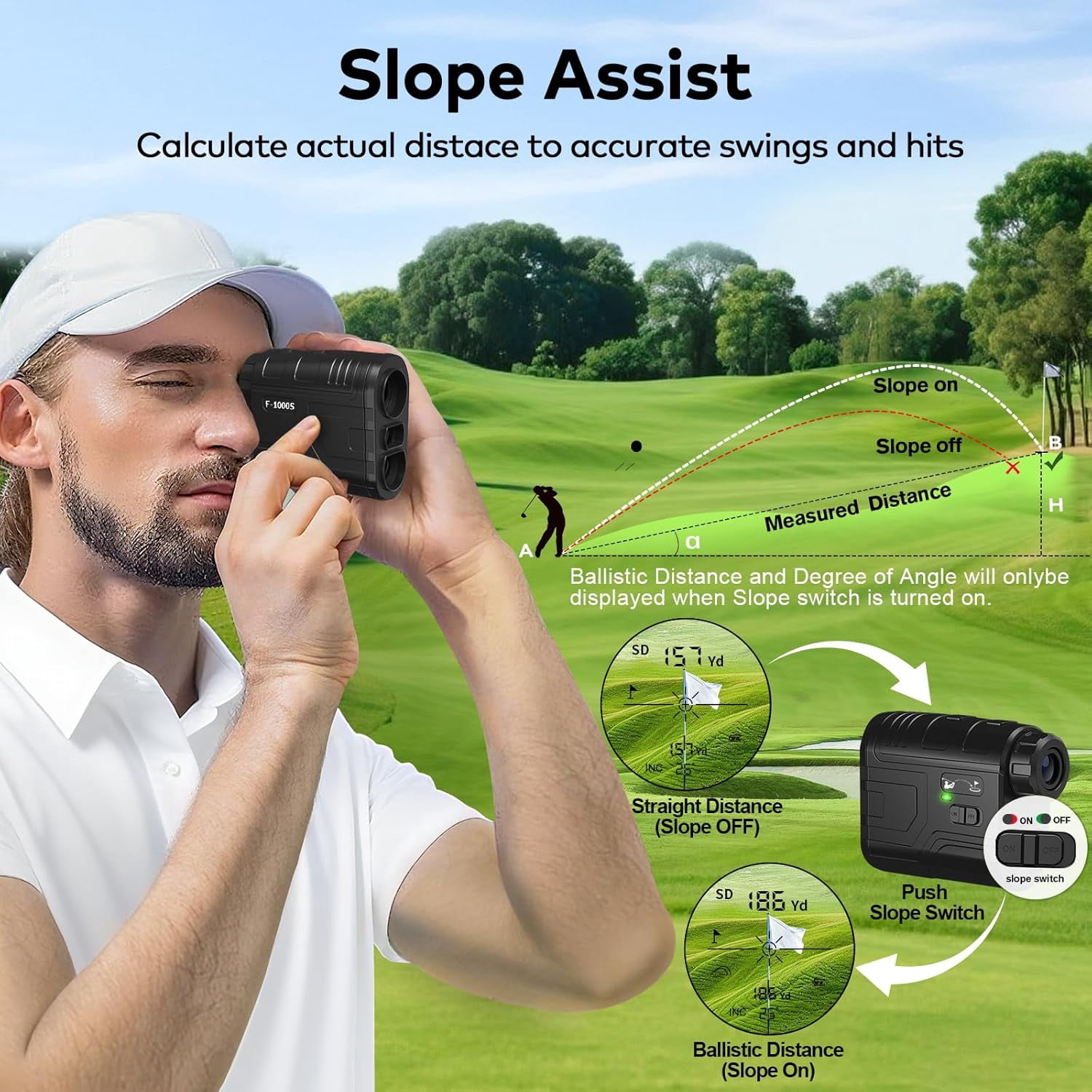 CozyNestFinds Golf Range Finder with Slope, Switch for Tournament, 1200 Yards Rechargeable Laser Rangefinder, 7X Magnification, Flag Lock Vibration, Distance Measuring Device Accessory for Men