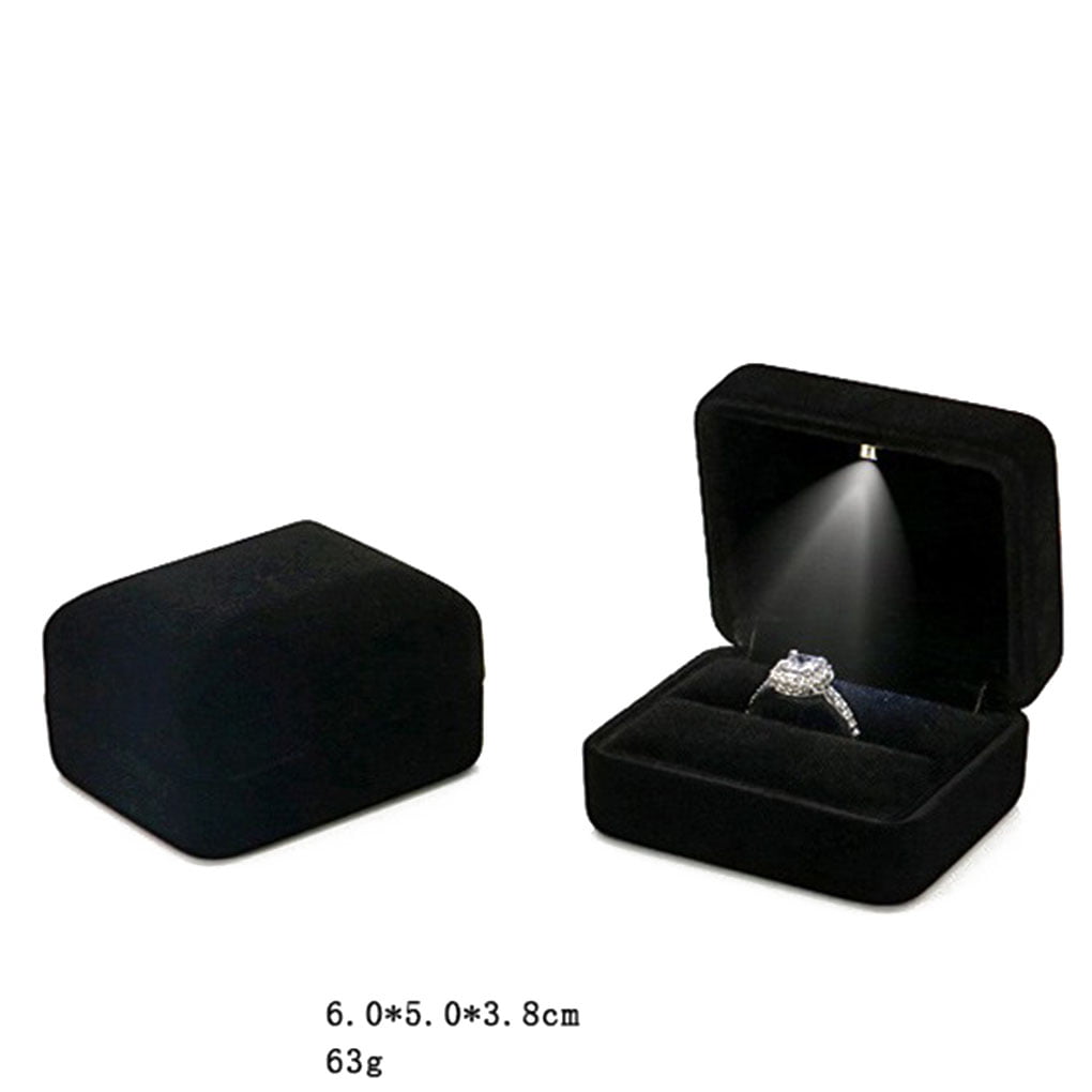 Deluxe LED Lighted Ring Box Velvet Jewelry Gift Wedding Proposal Engagement 3.5" 