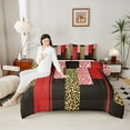 thumbnail image 4 of Homewish Modern Geometric Full Size Comforter Sets,Gold Cheetah Print Bedding Comforter Set,Red Zebra Stripes Bedding Sets For Adults,Microfiber Bedroom Decor Reversible,3-Piece, 4 of 8