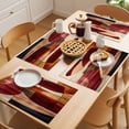 thumbnail image 5 of Red Boho Geometric Placemats Set of 12 Modern Abstract Art Place Mats Indoor Wipeable Table Mats Washable Cloth Dining Table Placemats for Kitchen Holiday Party Home Decor 13x19 Inch, 5 of 9