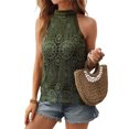 thumbnail image 3 of SLADYGLO Women Chic Halter-Neck Lace Hollow Out Tank Top, 3 of 7