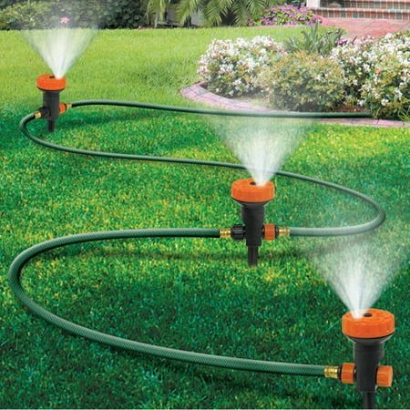 3 Arm Revolving Sprinkler - Portable Sprinkler System w/ Set of 3 Sprinkler Heads