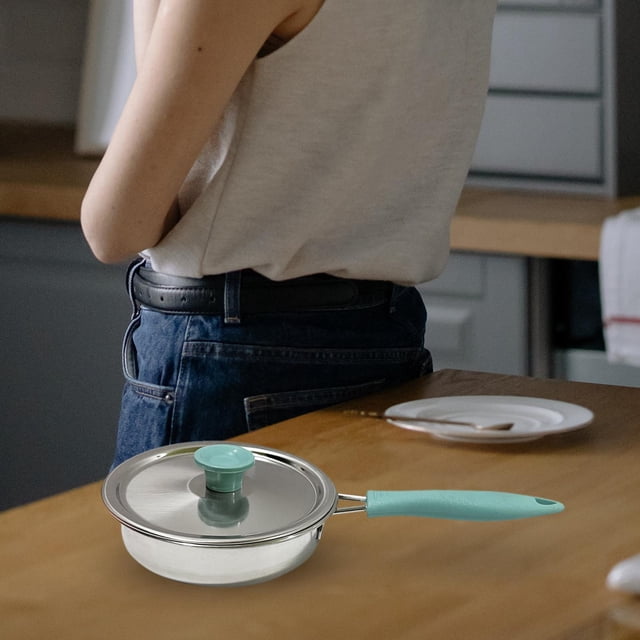 Frying Pan Soup Pot Mulifunctional Home with Cover Kitchen Cookware Saucepan Blue frying pan