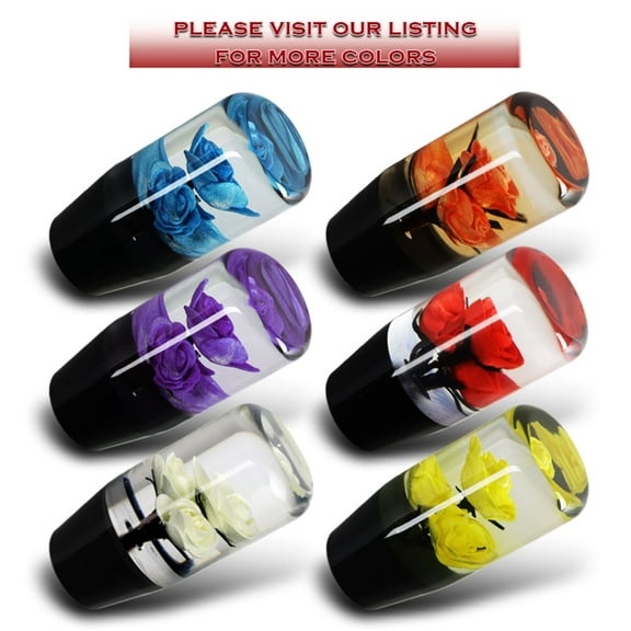 VIP 10CM JDM Clear Real Flowers Manual Gear Stick Shift Knob Lever Shifter Purple