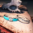 thumbnail image 4 of Turquoise 2 Piece Ring  Ocean Blue Enamel Wave Ring  Set Of 2 Stackable Rings Inspirational Turquoise Ocean  Ring Jewelry For Women Girls, 4 of 9