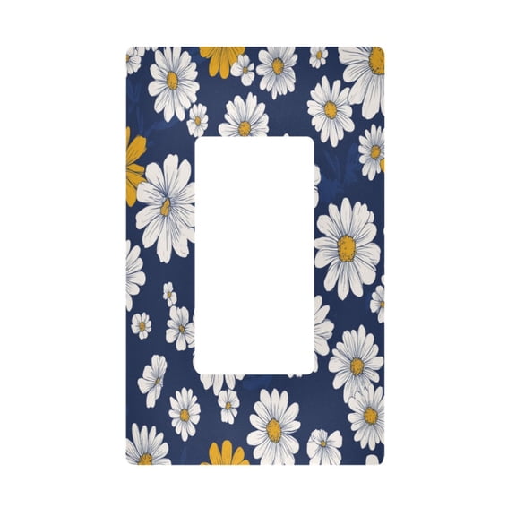 Yayeee Rocker Switch Wall Plate 1-Gang 4.6"x2.9" Home Decorative Outlet Cover, Retro Daisy Pattern
