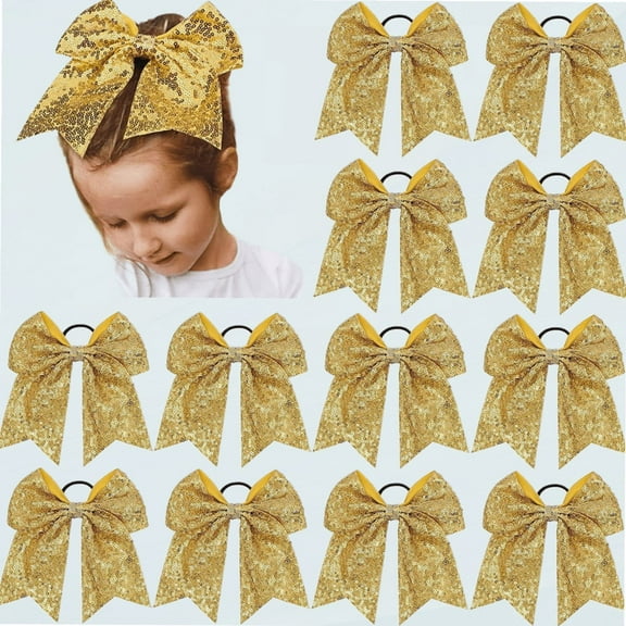 12 PCS 8" Large Glitter Cheer Bows