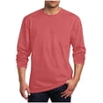 thumbnail image 1 of Floleo Haut à Manches Longues pour Hommes, Col Rond, Couleur Unie, Base à la Mode, Classique, Vacances, Printemps et Automne, Sorties, Rassemblements, Fêtes Décontractées (Rouge Melon D\'eau, L), 1 of 5