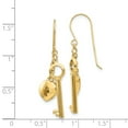 thumbnail image 3 of 14K Yellow Gold Puff 3D Heart Lock and Key Dangle Earrings, 3 of 3