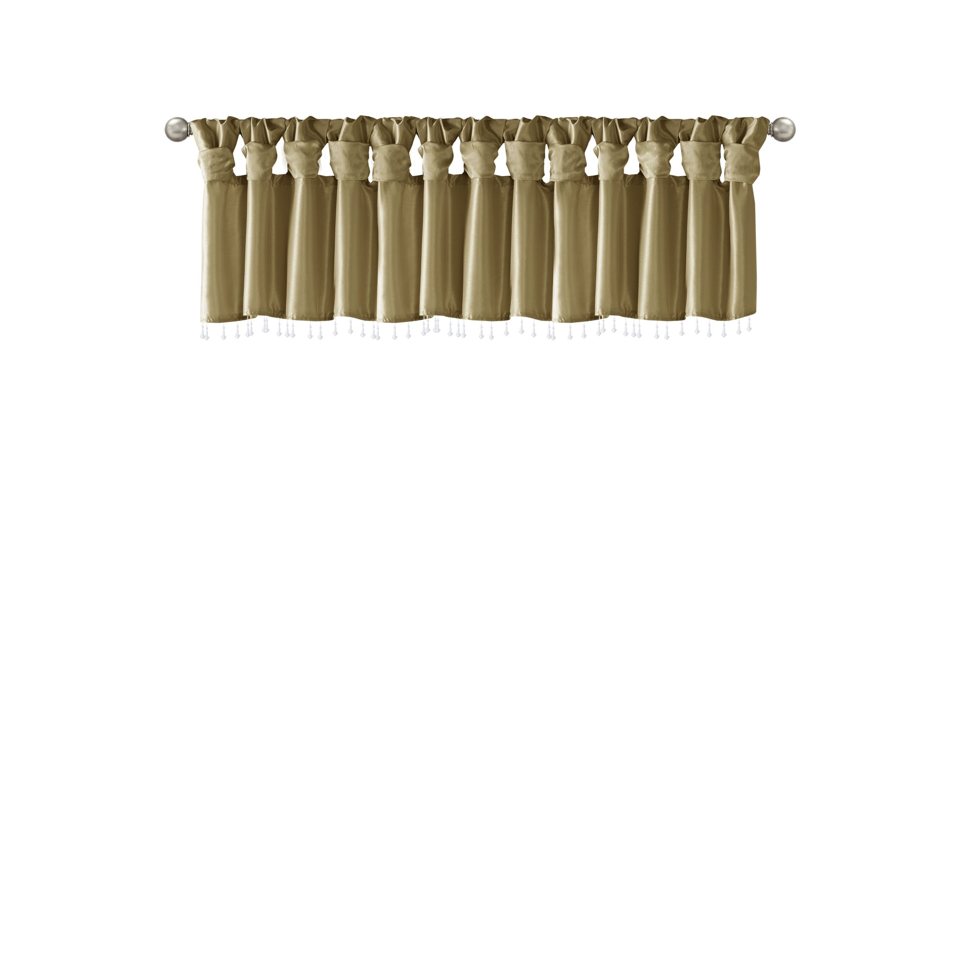 MAYEERTY 50x26" Lightweight Faux Silk Valance - With Beads, Bronze