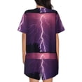 thumbnail image 3 of Picia Thunderstorm Violet Purple Pajamas Sets for Women Soft Short-Sleeved Pjs with Lounge Shorts Two Piece Sleepwear-XX-Large, 3 of 9