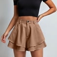thumbnail image 2 of Hurxie Women's Casual Elastic High Waisted Wide Leg Flowy Shorts Pleated Dressy Summer Shorts Coffee,XL, 2 of 7