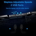 thumbnail image 5 of Behome Laptop Cooling Pad, 5 Heights & Stepless Adjustable Speeds, Quiet Gaming Laptop Cooler with Blue Lights, Portable Two USB Ports Laptop Cooler for 12"-15.6" Laptops, Black, 5 of 9
