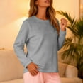 thumbnail image 5 of Timegard Tops for Women Pajamas Long Sleeve Fuzzy Fleece Crewneck Warm Solid Color Loose Tops Winter, 5 of 9