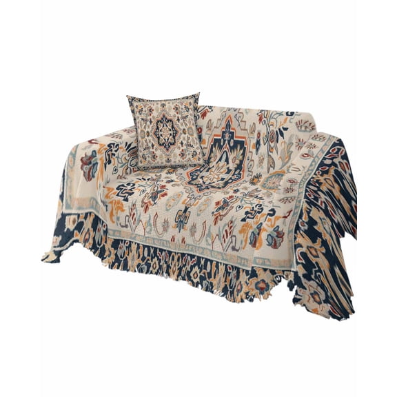 Southwest Floral Sofa Couch Covers for Dogs,Washable Sectional Couch Slipcovers for Loveseat with Tassels,Traditional Oriental Boho Mandala Tribal Non Slip Sofa Throw Cover Blanket Large 71''x102''