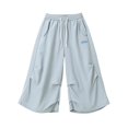 thumbnail image 4 of DHFJKG Capri Pants For Women Baggy Cargo Pants Summer Wide Leg Drawstring Waist Streetwear Bottoms, 4 of 4