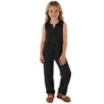 thumbnail image 7 of GiLiling Girls Linen 2 Piece Outfit Sleeveless V-Neck Top and Loose High Waisted Summer Pants Set (Black, 9-10 Years), 7 of 7