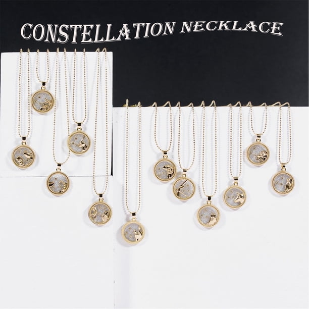 onlyliua para El Hogar Collar de Pareja con Cadena de Monedas, Día y Noche Dorados, Doce