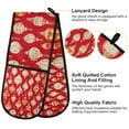 thumbnail image 2 of Yayeee Double Oven Mitt Kitchen Heat Resistant Baking 35" x7" Quilted Glove, Orange Christmas Ornaments Pattern, 2 of 6
