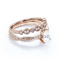 thumbnail image 2 of Gorgeous Art Deco 1.75 Carat Pear Cut Diamond Moissanite Engagement Ring,One Matching Band, Twisted Band Wedding Ring in 925 Sterling Silver With 18k Rose Gold Plating Gift For Her Promise Ring, 2 of 3