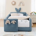 thumbnail image 6 of DRNANLIT Twin Size Boucle Upholstered Platform Bed with Cute Rabbit Ear Shaped Headboard, Safety Guardrail & Side Storage Pocket, 6 of 9