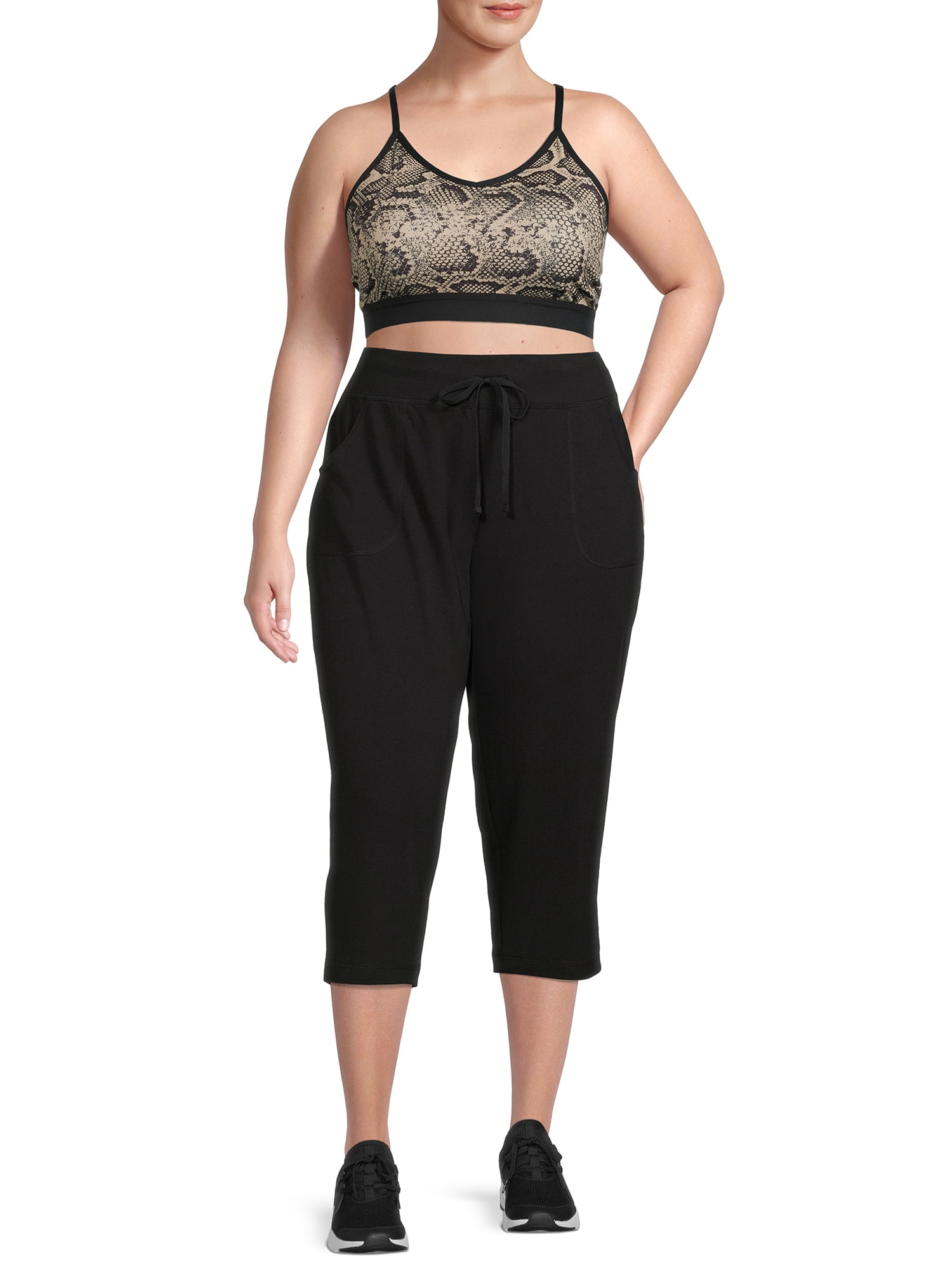 Athletic Works Women's Plus Size Pull-On Knit Mid Rise Capri Pants