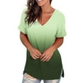 thumbnail image 4 of CHOK Womens Plus Size Tops Clearance Womens Plus Size Gradient Color V-Neck Short Sleeve T-shirt Tops Blouse, 4 of 7