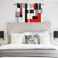 thumbnail image 4 of Red Black Kitchen Curtains Short 45 Inch Length, Abstract Geometric Grey White Middle Century Grommet Top Bedroom Living Room Curtains, Light Filtering Cafe Curtain Drapes 2 Panels Set 84''x45'', 4 of 9