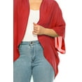 thumbnail image 5 of Women's Plus Size Solid Casual Cardigan Loose Fit Draped Ruffles Kimono Sleeve, 5 of 6
