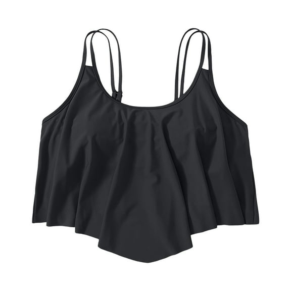 Women's Bikini Tops Full Coverage Tankini Top Double Layer Swim Bras Flounce Bathing Suit Tops With Ruffled