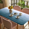 thumbnail image 3 of Blue Coastal Wave Table Cloths for 4 Foot Rectangle Tables, Summer Ocean Nautical Beach Ombre Patio Waterproof Elastic Fitted Tablecloths, Washable Rectangular Table Cover for Camping, 3 of 8
