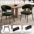 thumbnail image 4 of Hawsaiy Dining Chairs Set of 4, Mid Century Modern Boucle Upholstered Dining Chairs with Curved Backrest, Kitchen Dining Room Chairs with Black Metal Legs, Green, 4 of 8