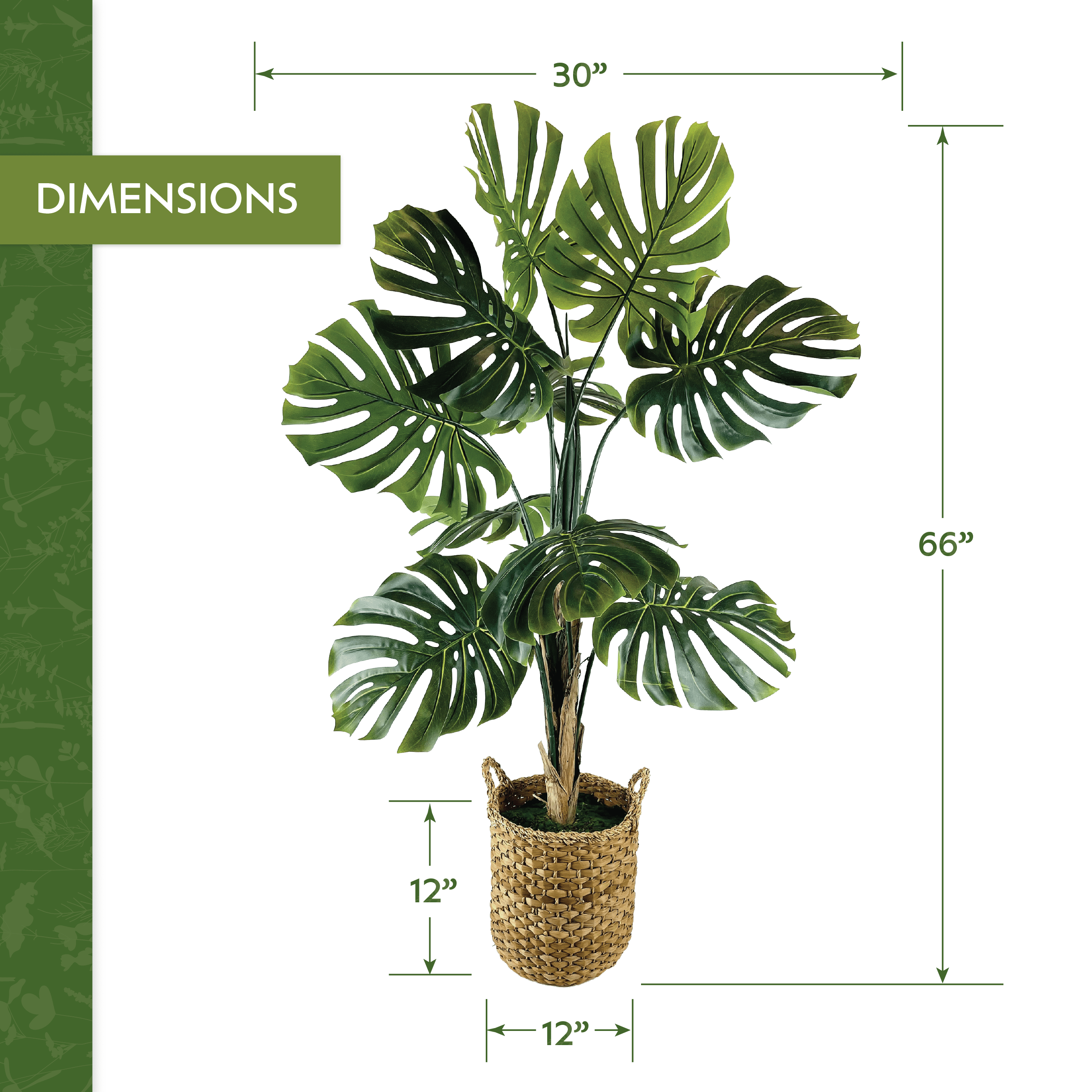 Artificial Plant, LCG Florals 5.5ft Monstera Tree in Deco Basket, Fake Indoor Faux Plant for Living Room, Office, and Home Decor
