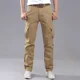 thumbnail image 4 of Pantalones cargo para hombre, multibolsillos, para exteriores, para hombre, multibolsillos, para senderismo, estilo coreano, color caqui, nuevos, de estilo largo, 4 of 5