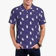 thumbnail image 4 of Vsdgher Astronaut Rabbit Print Men's Short Sleeve Stretch Polo Shirt, Moisture-Wicking Performance Polo Shirt, 4 of 8