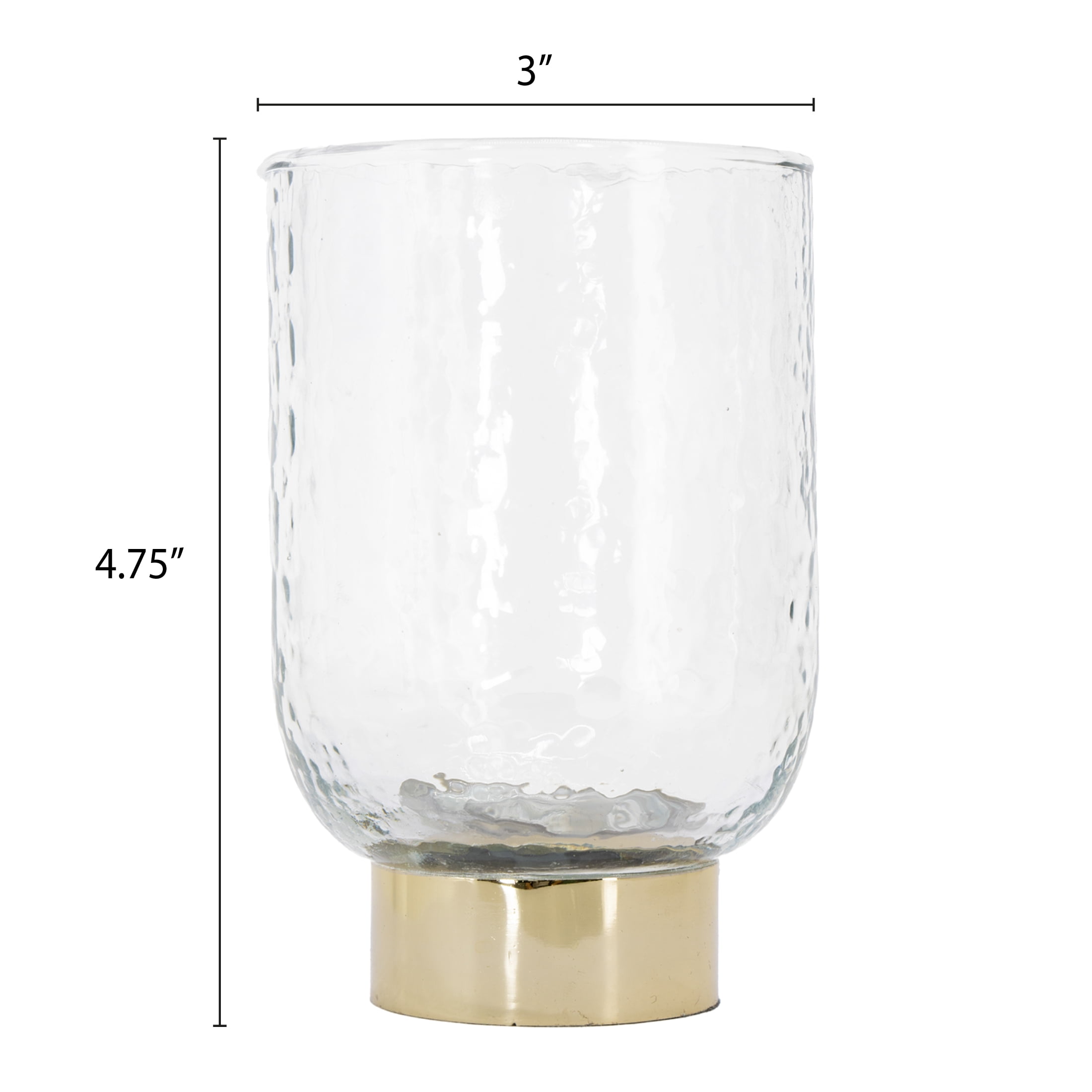 My Texas House Clear and Gold Glass Christmas Votive Candle Holder, 4"