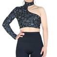 thumbnail image 1 of Haut à une Épaule Réfléchissante pour Femmes, Manches Longues, Col Halter, Imprimé Champignon, Chemise Ajustée Aguichant pour Soirée, Mode, 1 of 8