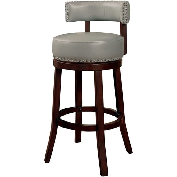 Furniture of America Tendel Faux Leather 24-inch Bar Stool in Gray (Set of 2)
