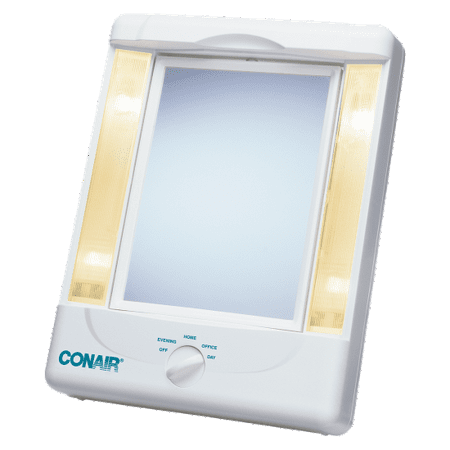 Conair Two-Sided Lighted Makeup Mirror with 4 Light Settings, White, TM8LX3