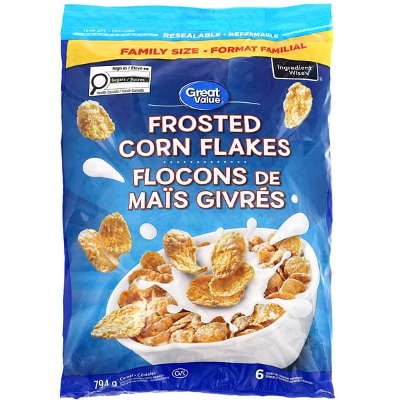 Great Value Frosted Corn Flakes Cereal, 794 g